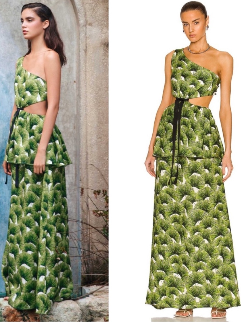 NEW NWT Agua By Agua Bendita Nogal One Shoulder Maxi Dress Palma Mangle Dia